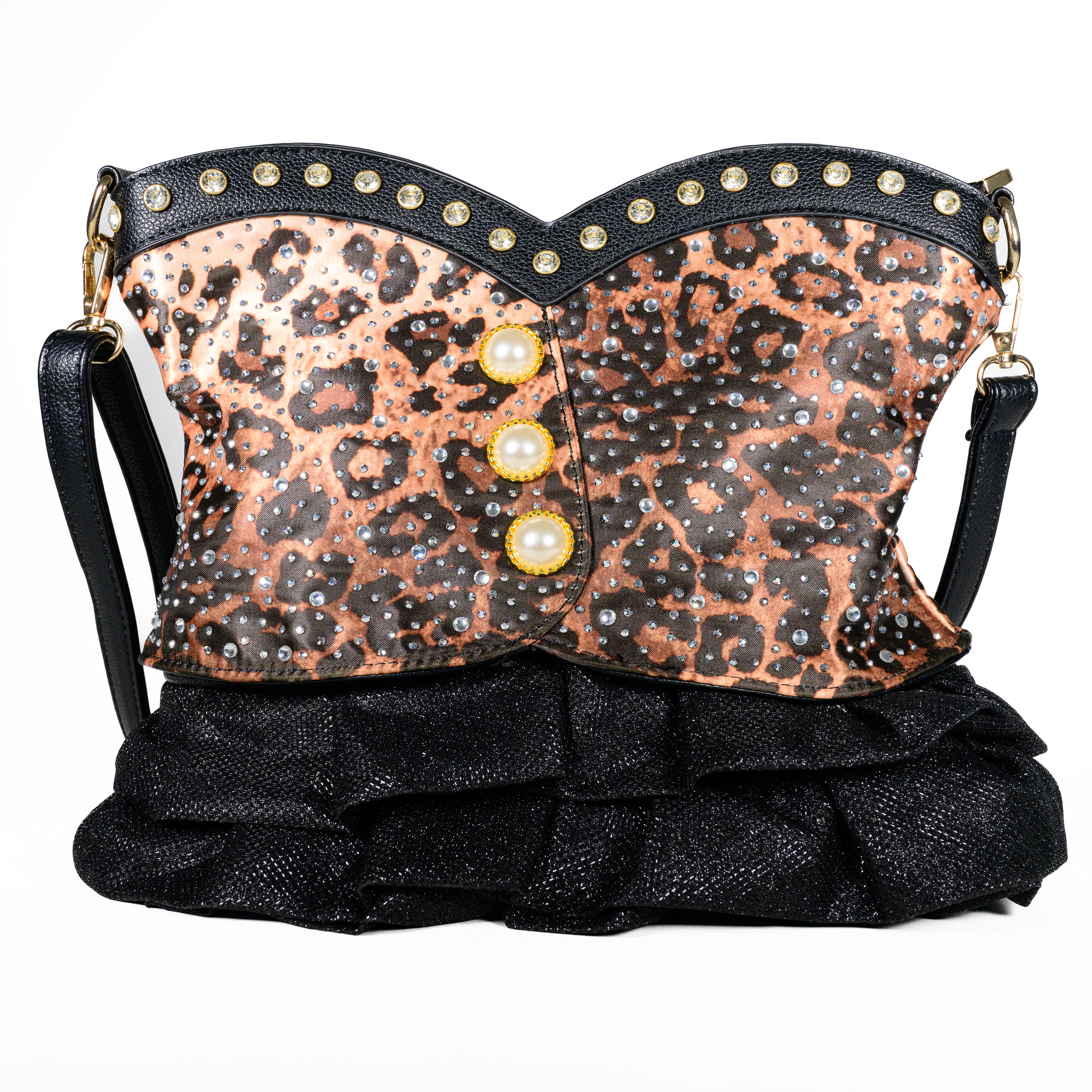 Lady Leopard - Timmy Woods Leopard Print Rhinestone Handbag