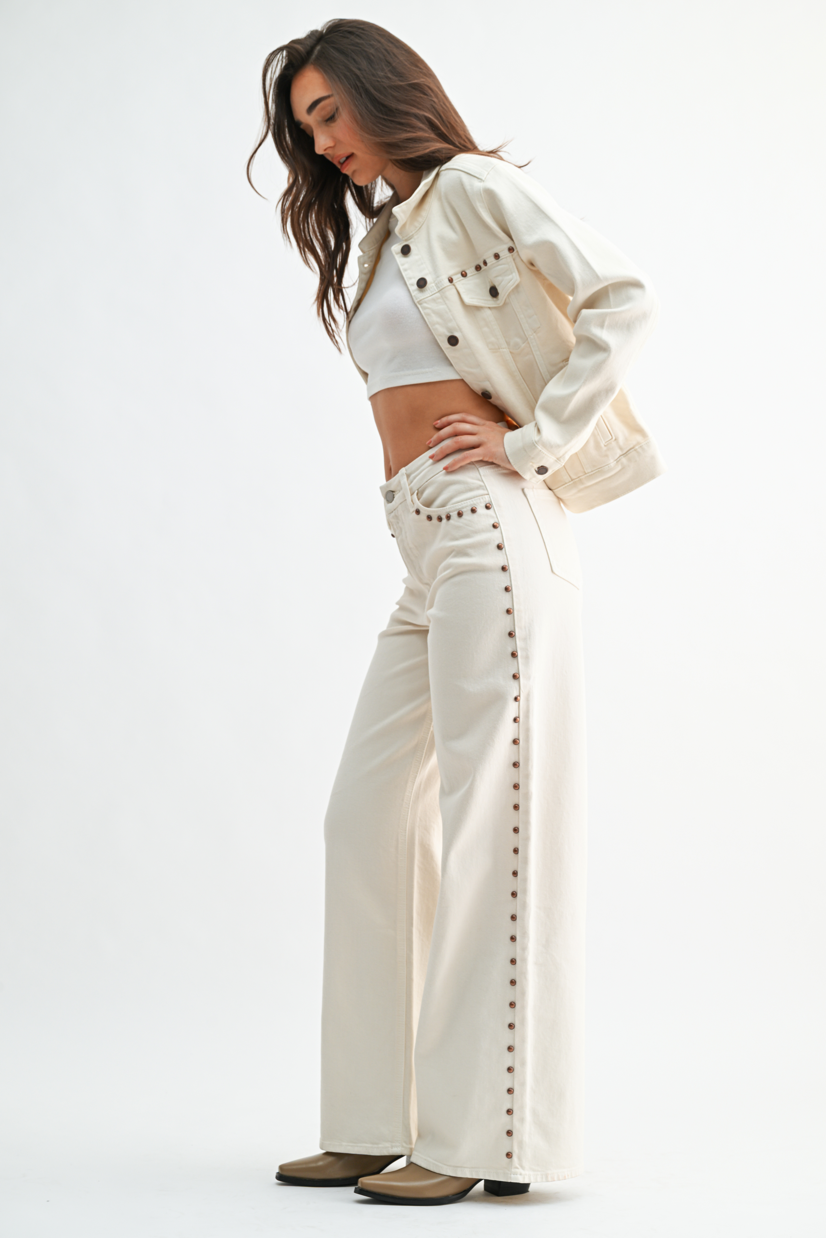 STUDDED HR PALAZZO WIDE LEG