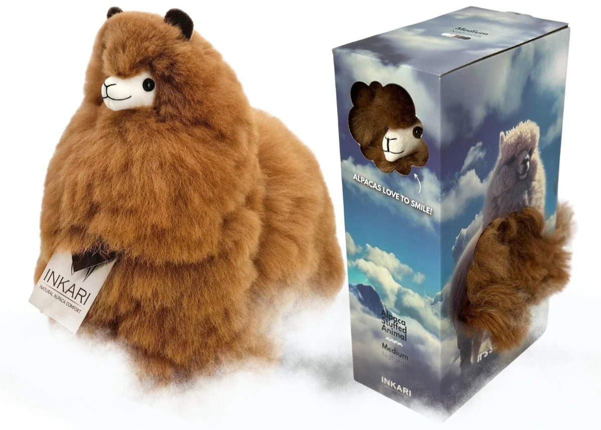 Alpaca plush made with authentic alpaca fleece. The softest plush on the planet!