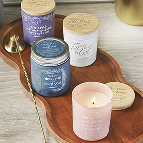 Scented candles in a jar, 100 % soy wax, 100% essential oil fragrance, 22 hour burn time.