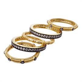 Gold Black Stack Rings