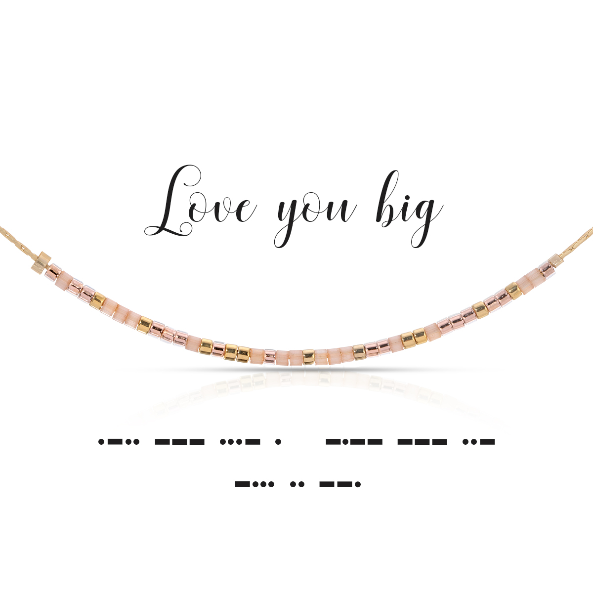 Morse code necklace with delica beads on a 16.5" gold plated chain