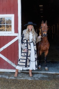 Western full length coat with faux fur
