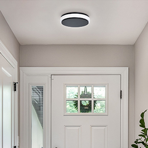 Eris LED Ceiling available in Black, Satin Nickel and Light Antique Brass. 10" or 14" sizes