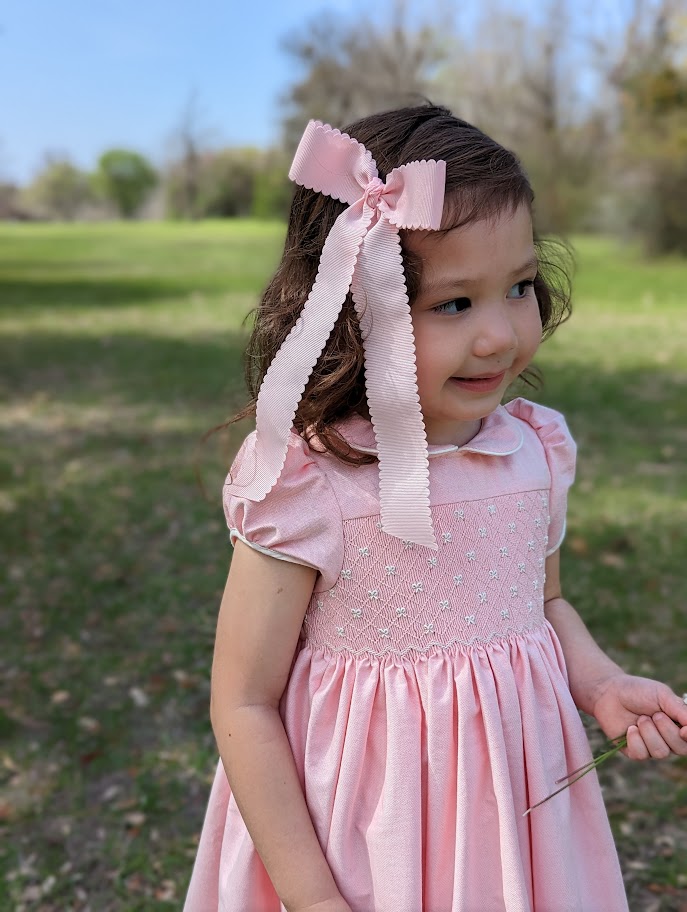 Medium Lt. Pink Grosgrain Streamer Bow