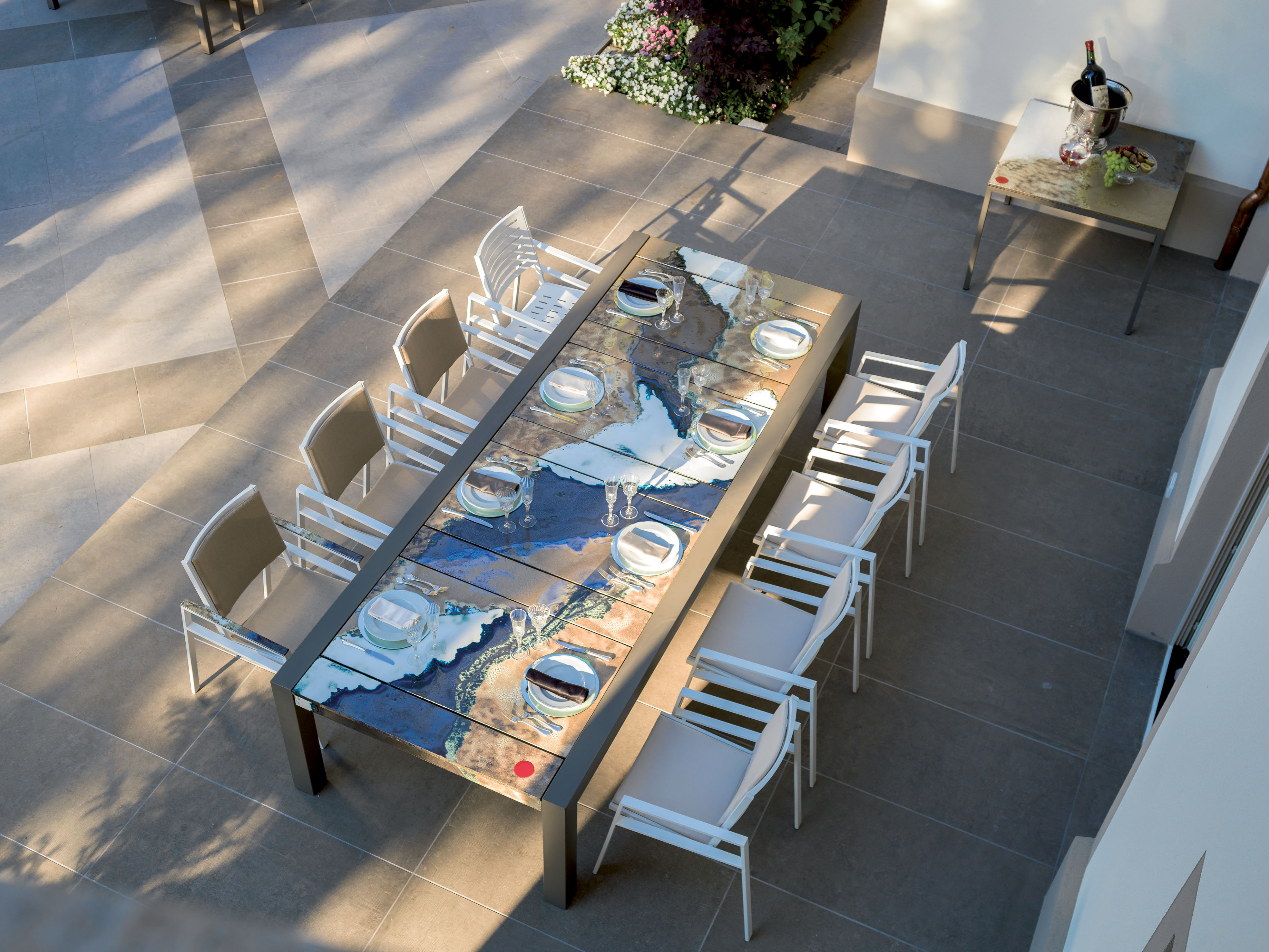 9-panel italian lava rock dining table