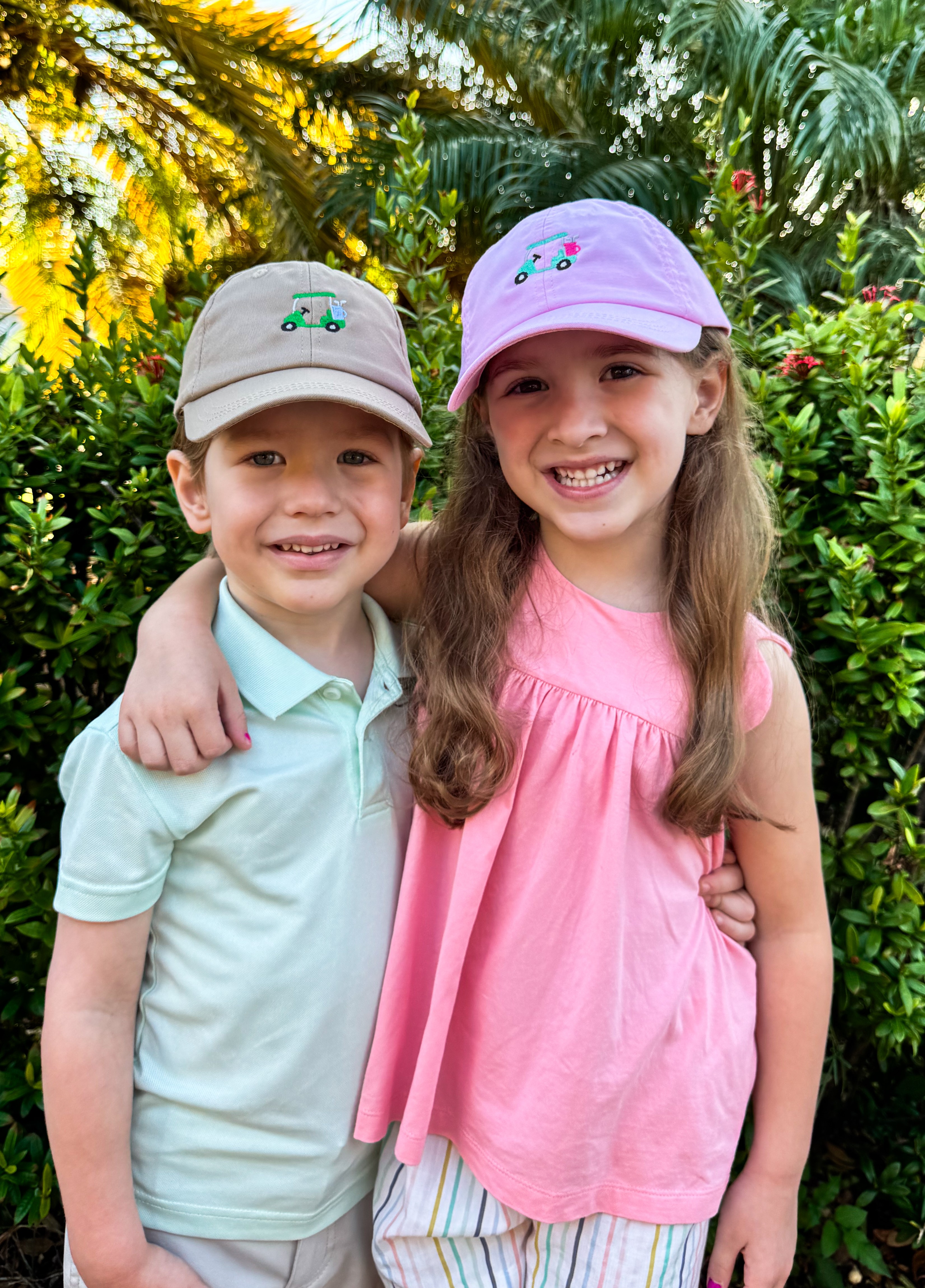 Brother Sister Cotton Twill Ball Caps with Golf Cart Embroidery