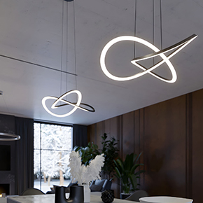 Celeste LED Pendant available in Black, satin Nickel and Light Antique Brass. 24" and 32"