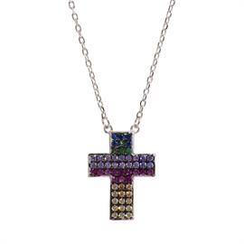 Multi Colored Cross Necklace