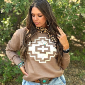 Just another classic aztec design to have!  Shown on a Bella Canvas heather autumn t-shirt and a latte Cotton Heritage sweatshirt.