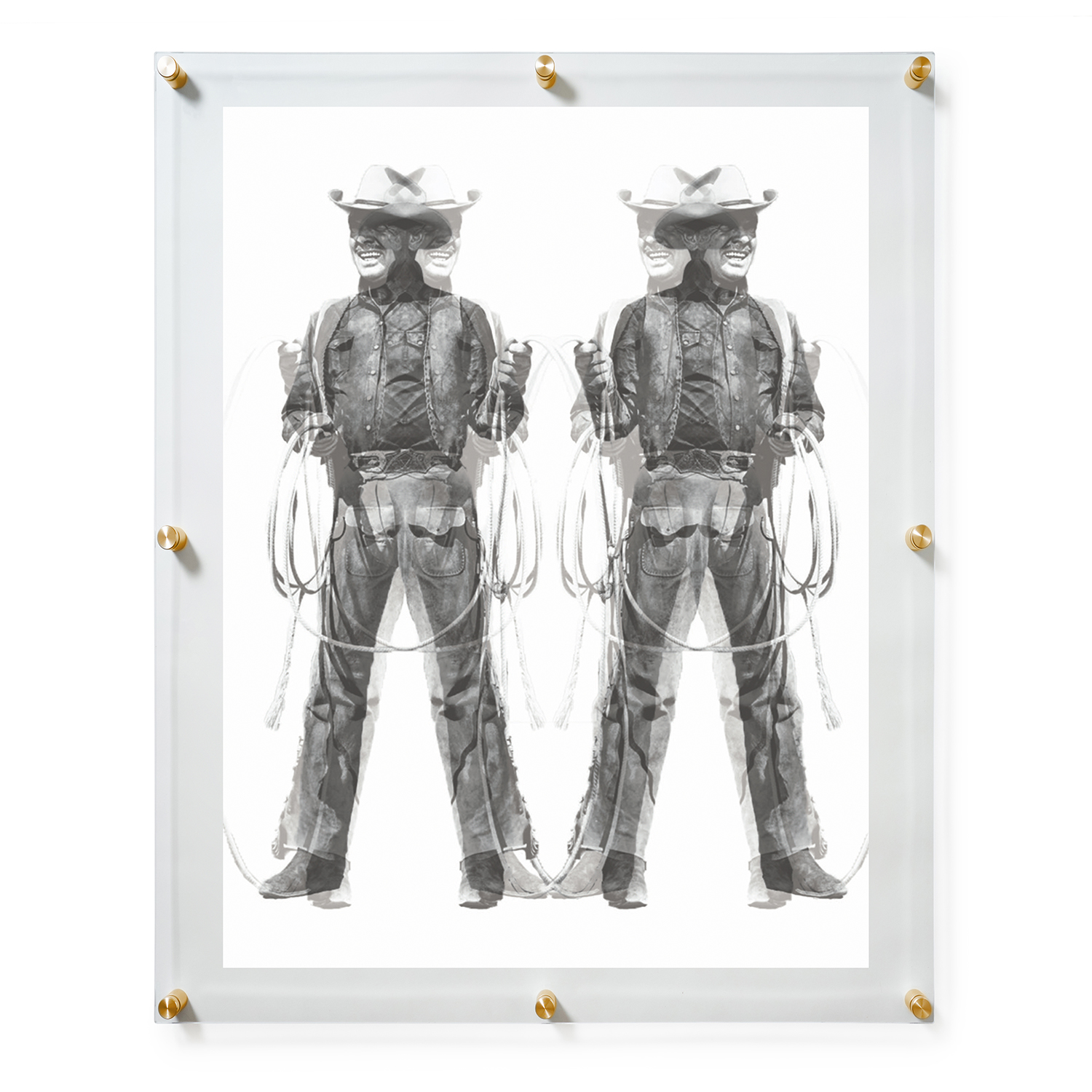 A reflective commentary on social mythology by repurposing vintage old-time cowboys in graphic, lyrical, playful, &amp; layered compositions.