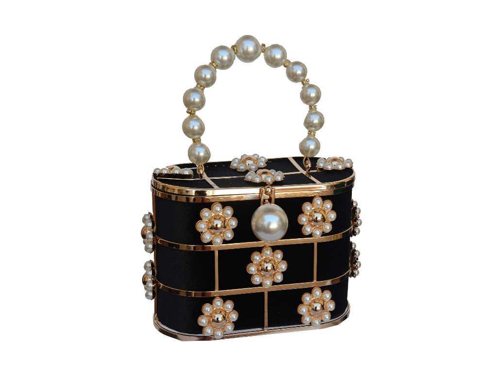 Enhance your wardrobe with our fashionable Flowers Styled Pearl Beaded clutch. 