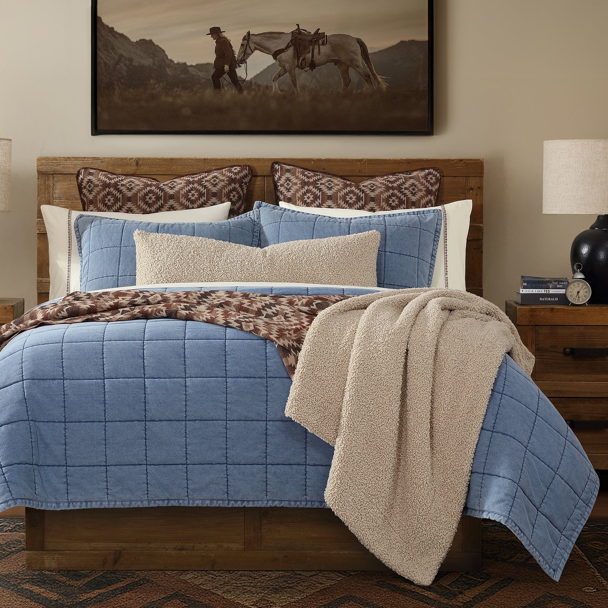 As easy as tugging on your favorite broken‑in jeans, the Stonewashed Denim Quilt Set settles over the bed with effortless calm.