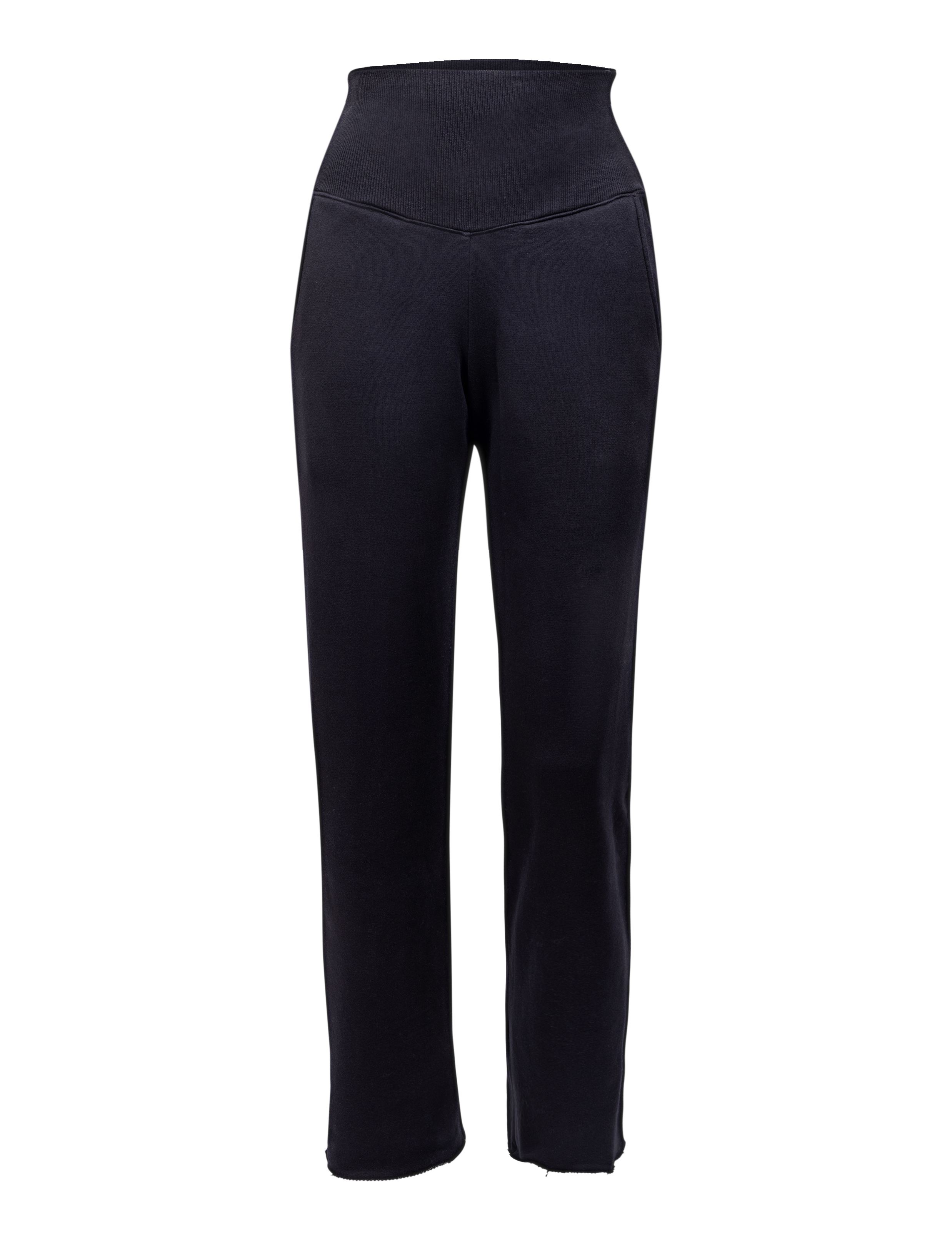 Luxury Italian Cotton Terry Pant with contrast Italian Rib Waistband.  Comes in regular length (29") and Long (33.5").  Raw hem.  Available in Black, White and Navy.  XS-XL