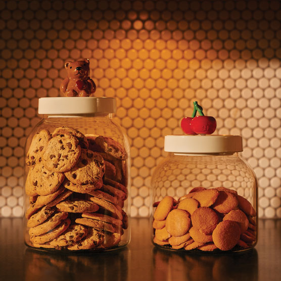 Meet the super and super-duper canisters! These glass canisters with melamine lids are perfect for stylish storage and can be personalized year-round with your favorite mini.