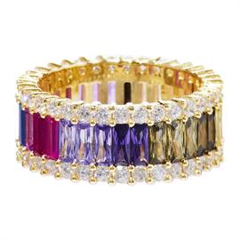 Multi Colored Gold Gemstone Ring