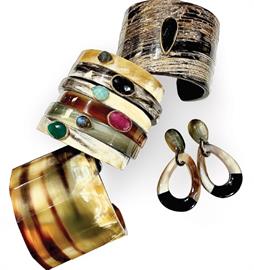 Horn jewelry with semi precious stones