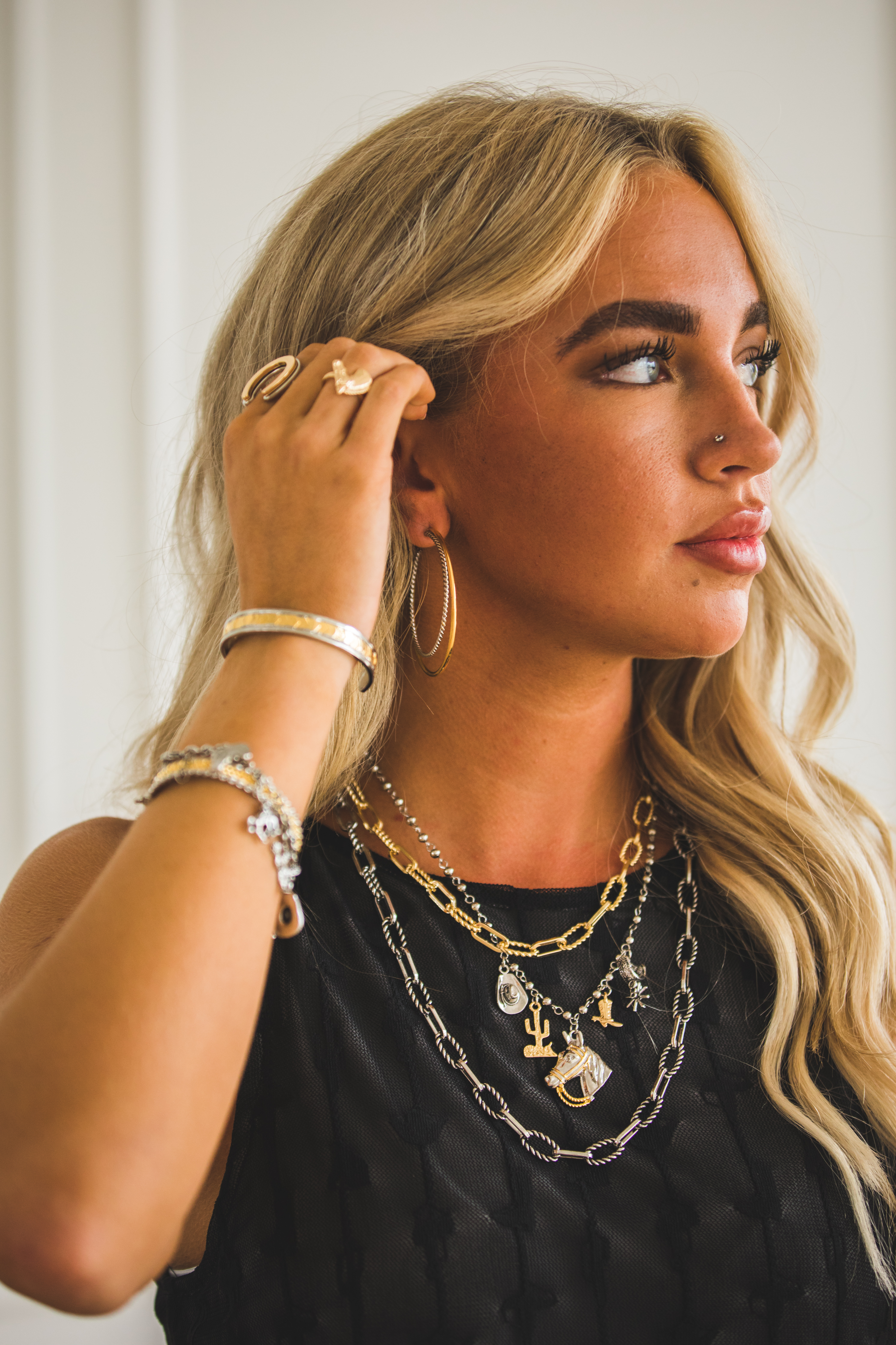 18" 18K Plated Two Toned Plated Western Charm Necklace