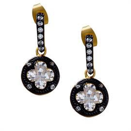 Pewter Fleur Dangle Earrings