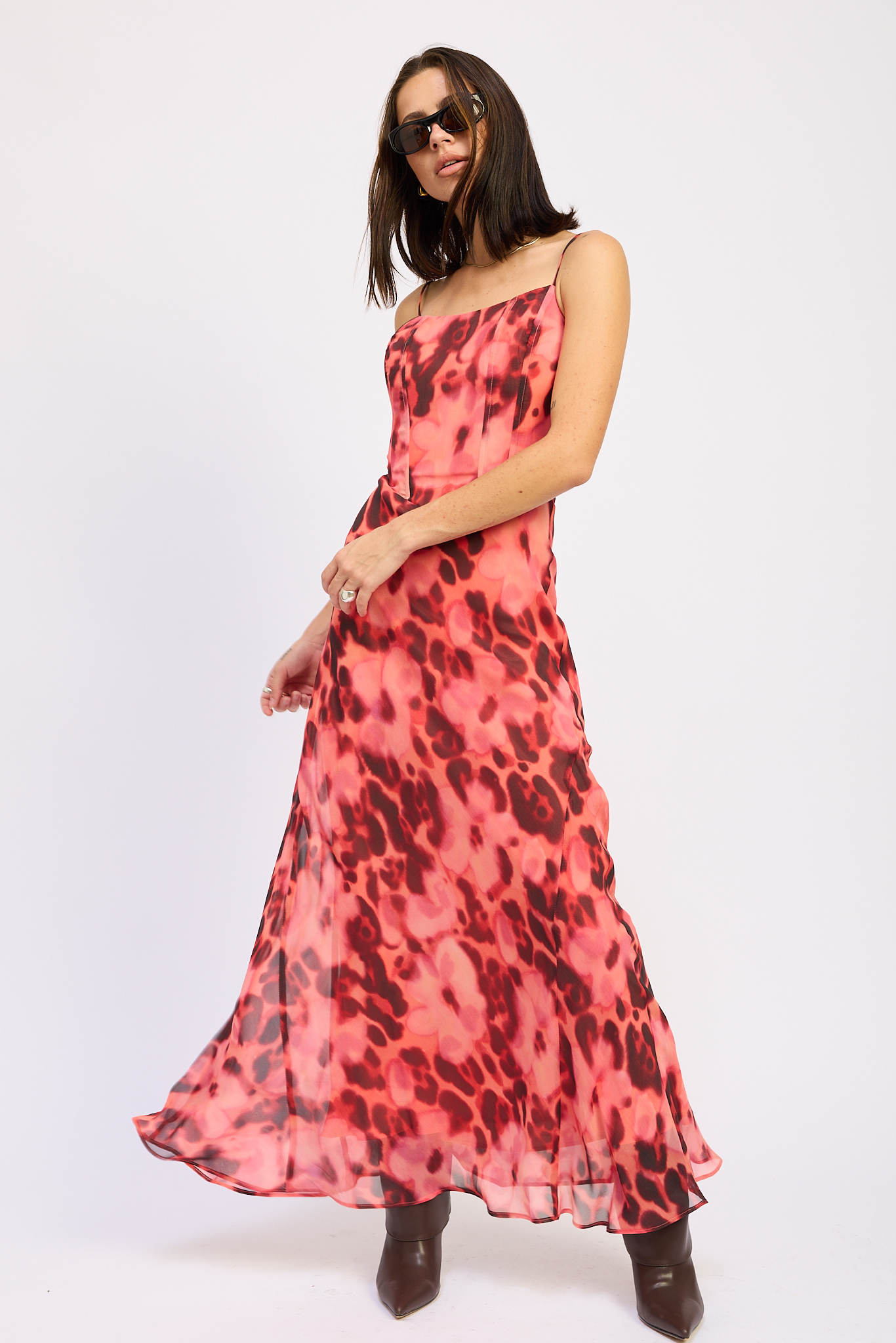 CHIFFON BUSTIER MAXI DRESS