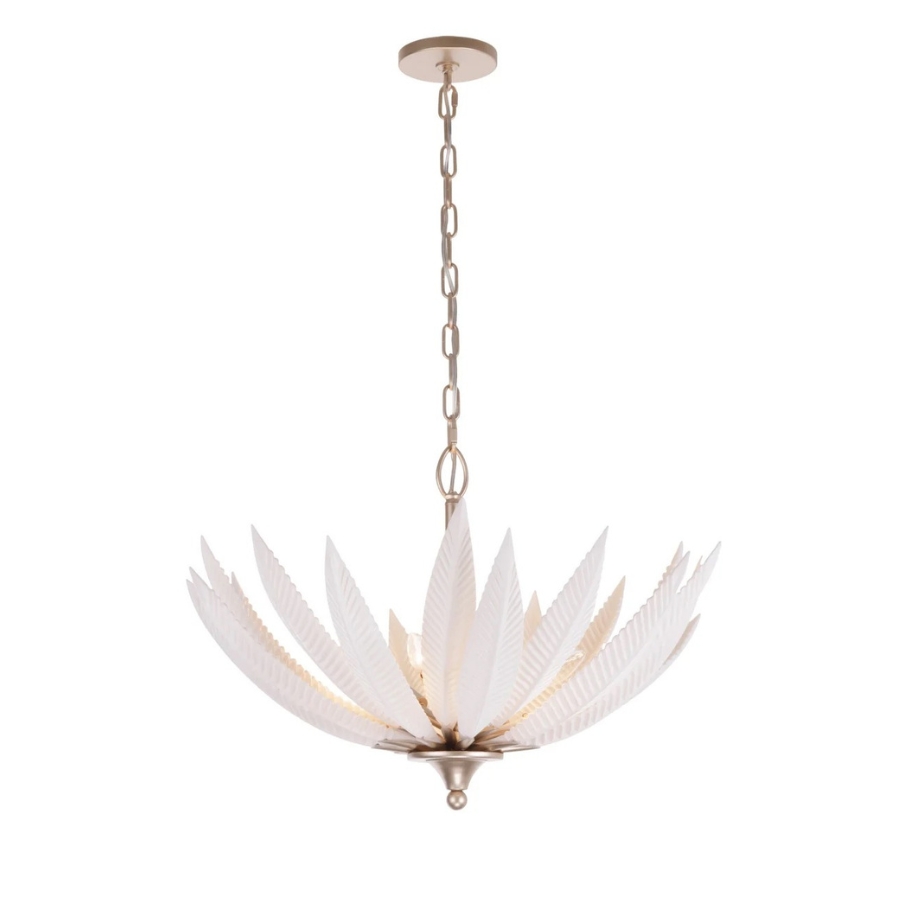 Sculptural curves meet 3D-printed ceramic leaves in a warm Gold Dust finish. Certified eco-friendly with recycled steel and low-VOC finishes for elevated, conscious design.