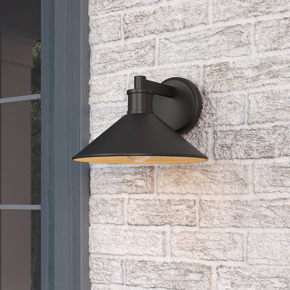 The Vectra Collection of outdoor lighting brings modern appeal to any exterior space with sleek lines and an artfully flared cone-style shade.