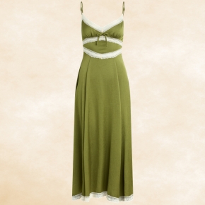 Light and romantic, this slip maxi dress is designed in an easy silhouette with delicate lace accents throughout.