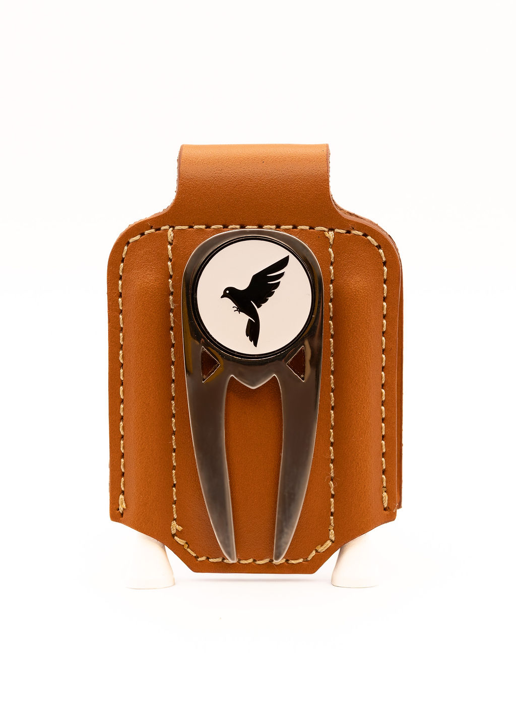 Saddletan magnetic all in one golf accessory tool made of full grain leather that can be personalized.