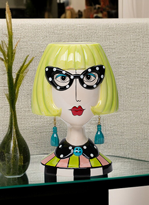 Green Hair Makeup Brush Holder 7 7/8"H