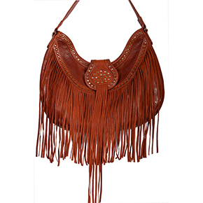 Leather Fringe and Studded Handbag