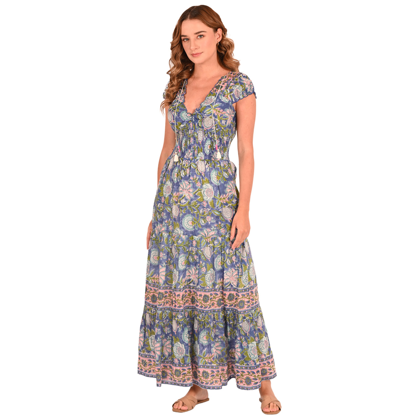 Handblock Printed Dress in Print Color Chintz