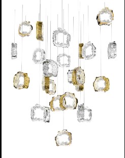  Colour: crystal/crystal + whiskey Diameter: 1000 mm (39,37 in) Height: 1150 mm (45,28 in) Weight: 19 kg Light source: 6 x GU10