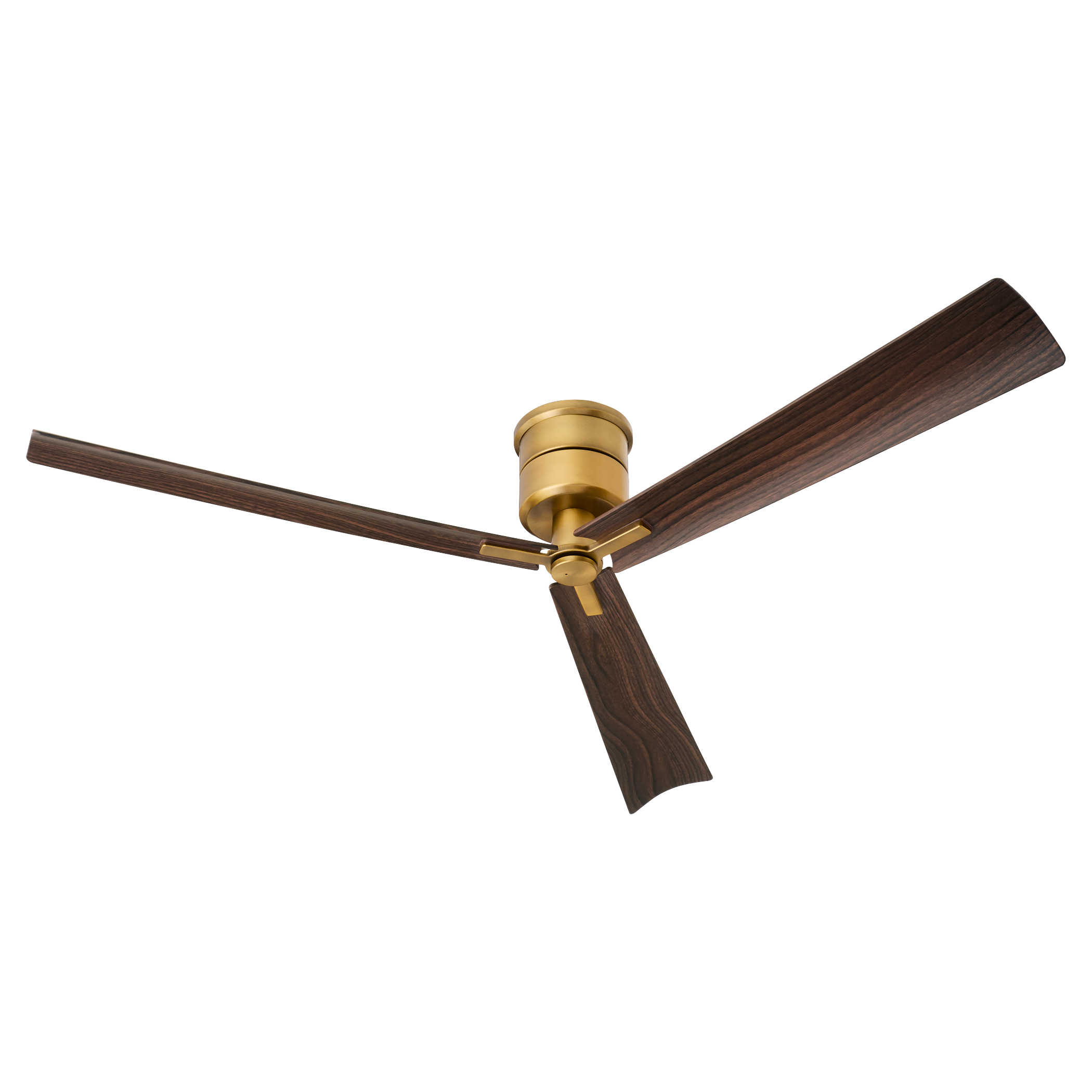 Osprey fan is inspired by vintage 19th-century fans, blending nostalgic charm with modern refinement. This wet-rated hugger is available in brushed brass or matte black.