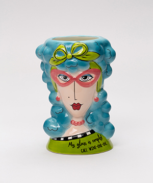 Blue Hair Makeup Brush Holder 5 1/2"H