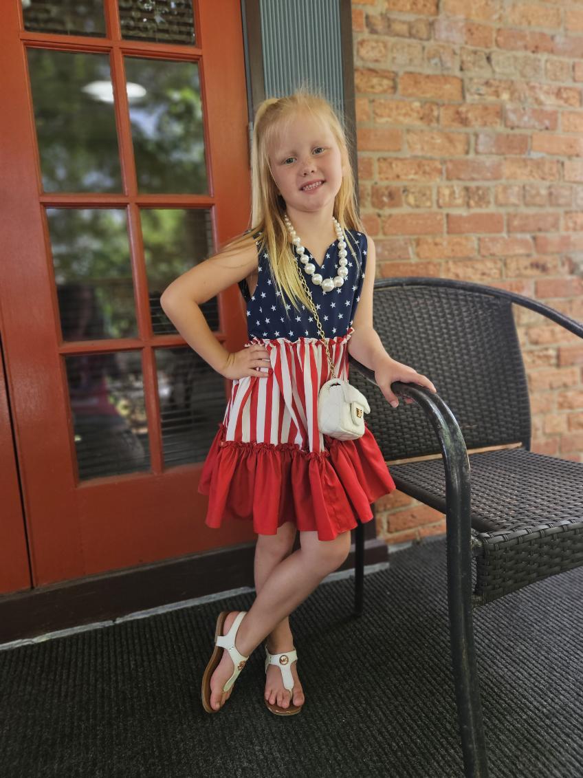 American Flag Tiered Ruffle Dress