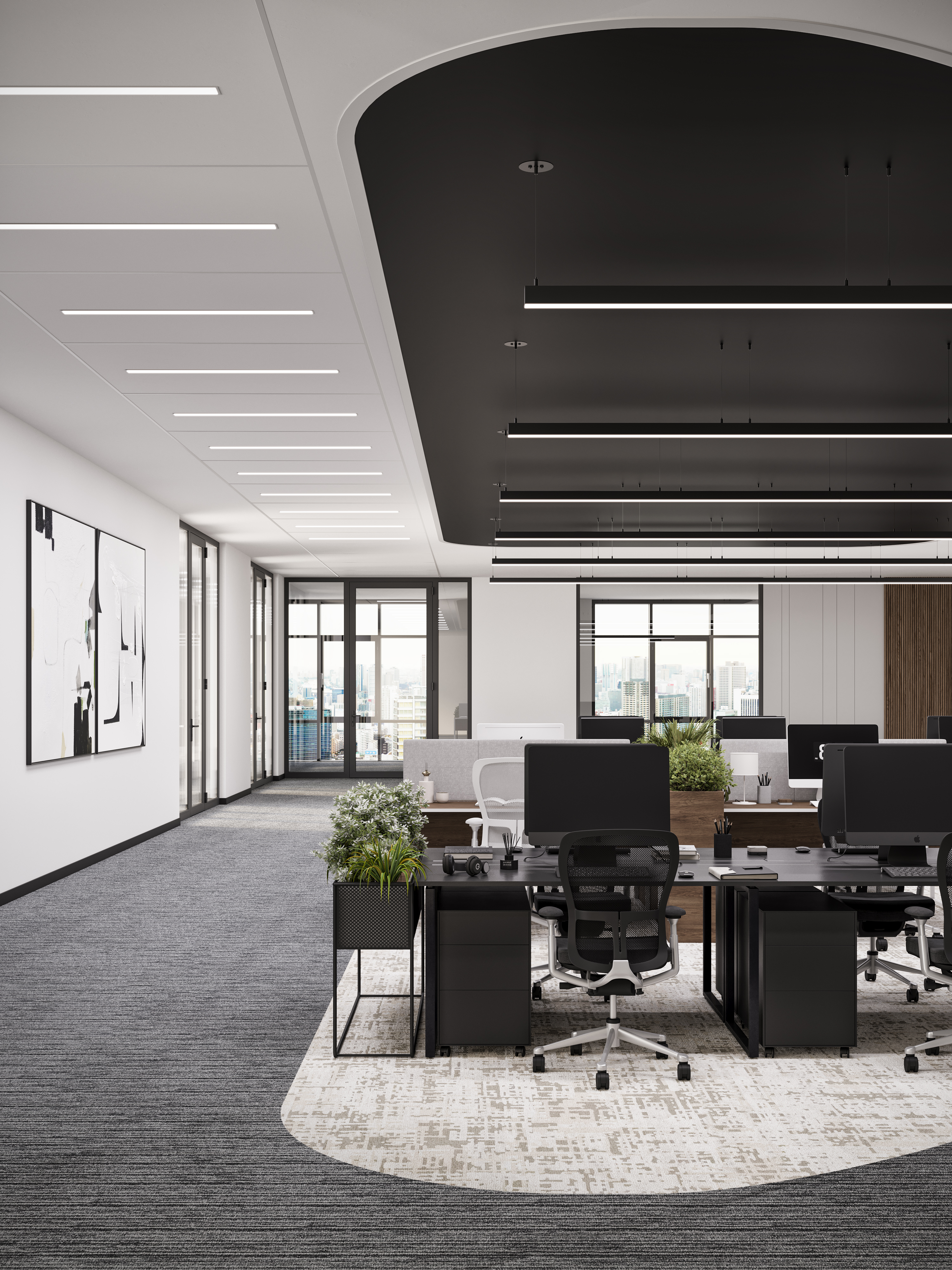 The Boulevard series, a linear modular light fixture perfect for general office, home, and shop illumination. Can be interconnected to produce striking visual effects.