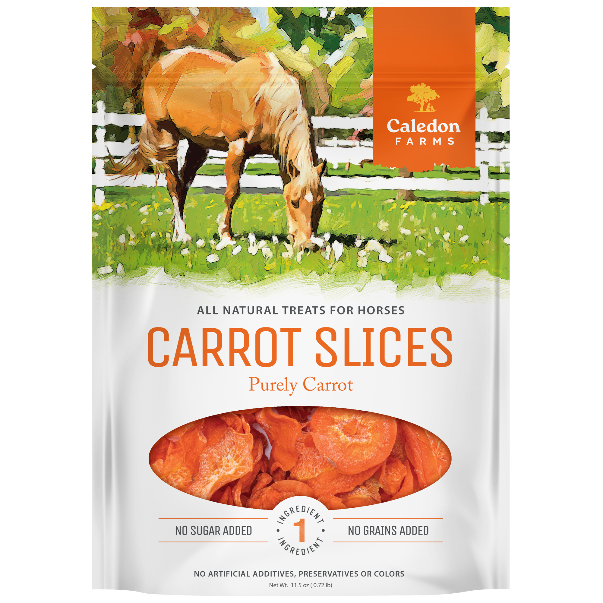 Treat your horse to our all natural Carrot Slices – just one ingredient, no additives or artificial anything.