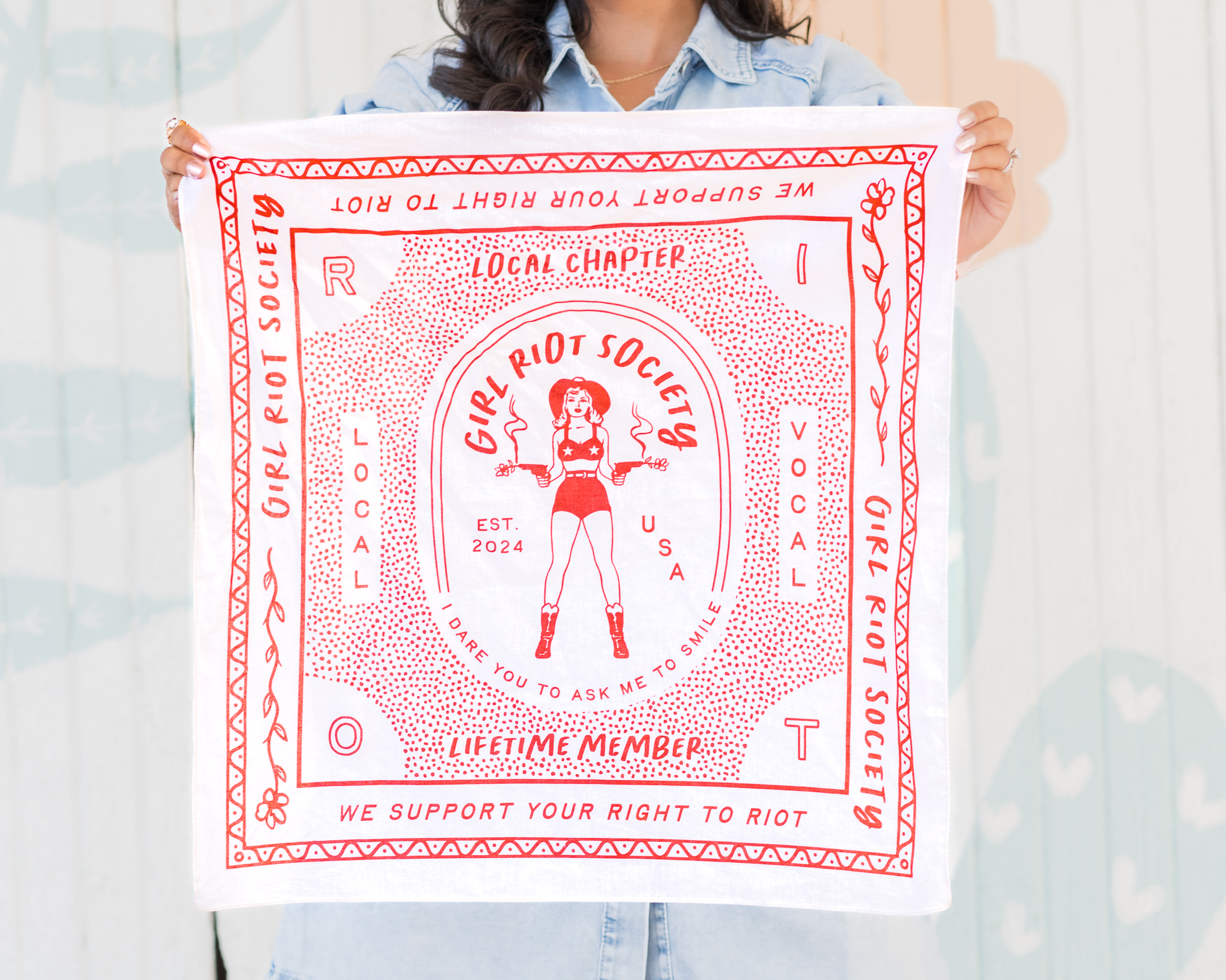 Girl Riot Society Bandana (Cream + Rust)