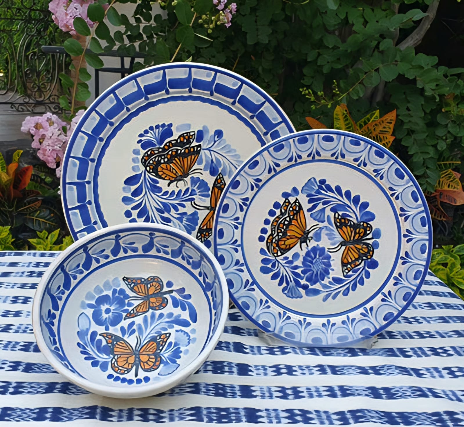 HAND THROWN HAND PAINTED MONARCH BUTTERFLY PLATES