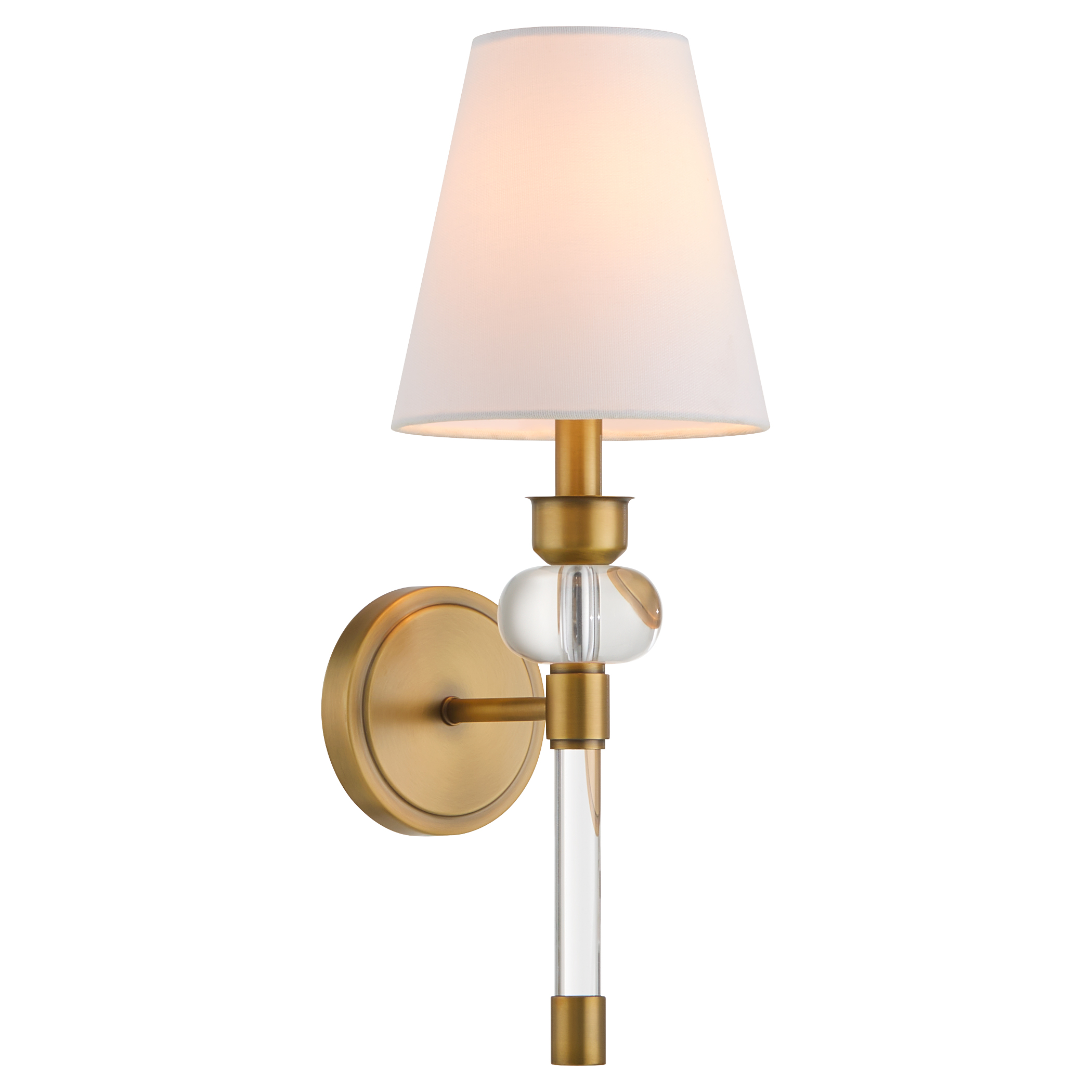 Cetro is a classic, versatile design that suits a range of styles. An elongated form with a crystal stem and brushed brass accents adds sleek sophistication to any space.