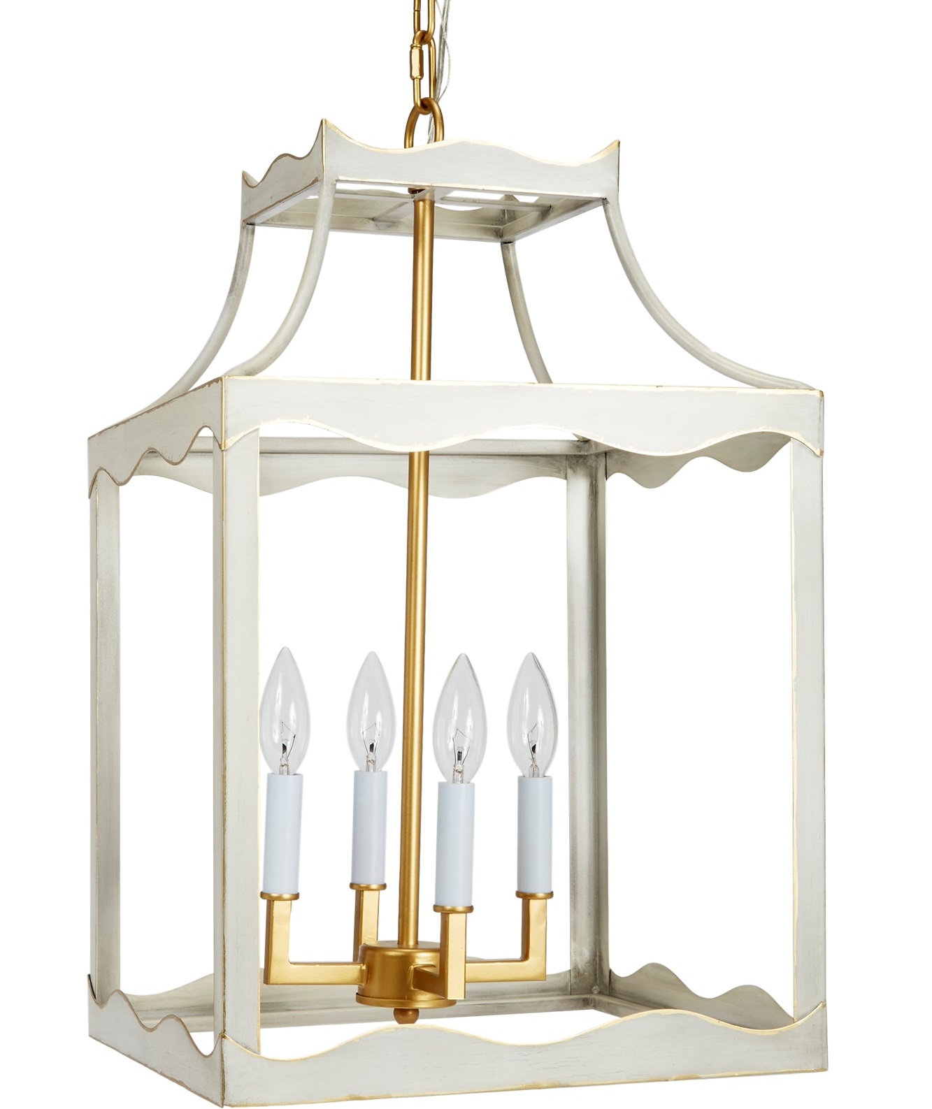 MIRIAM CREAM & GOLD METAL LANTERN