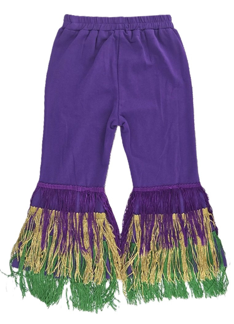 MARDI GRAS FRINGE HEM PANTS