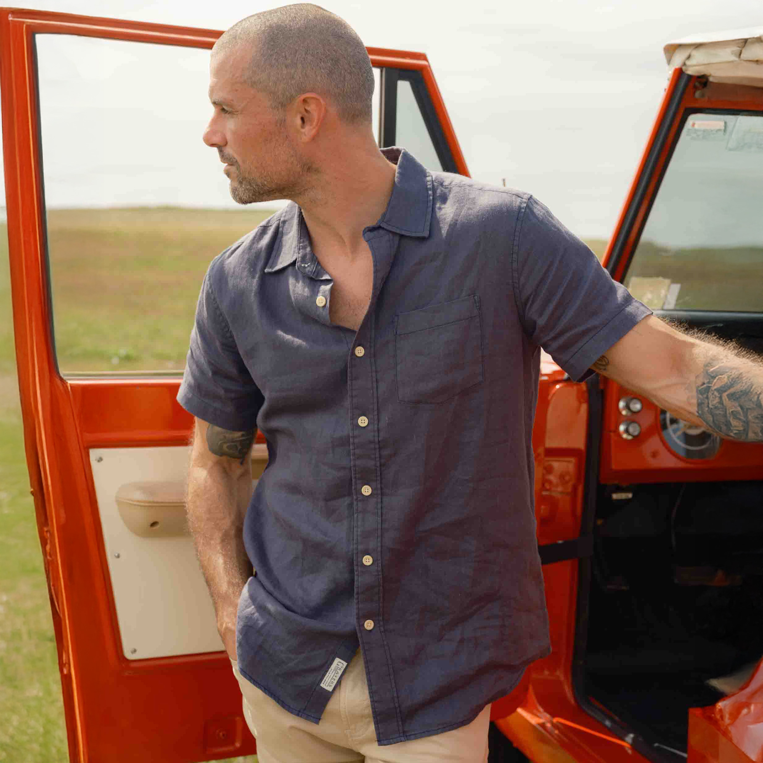 AMALFI TEXTURED HEMP LINEN COTTON SHORT SLEEVE SHIRT