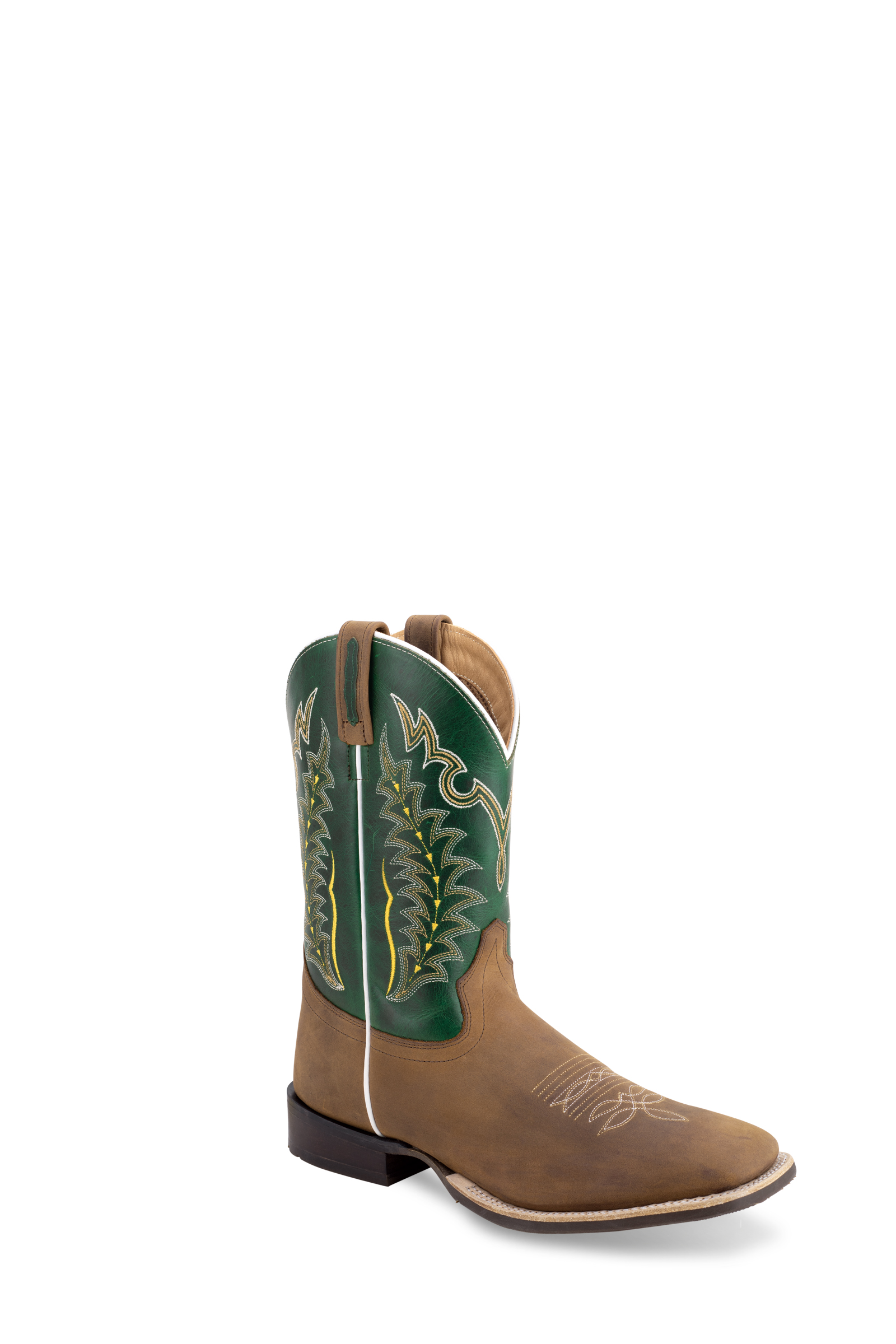 C, hand corded medallion, full natural leather welt, broad square toe and rubber outsole.