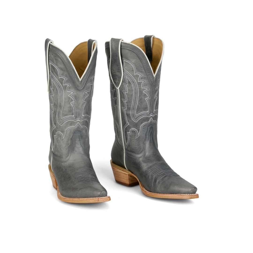 12" women's narrow square toe boot in grey goat from Tony Lama's Derby collection.