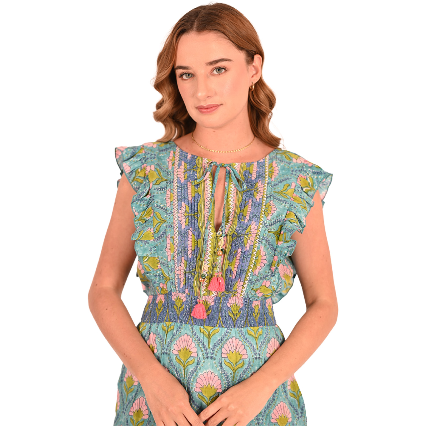 Handblock Printed Dress in Print Morris Green