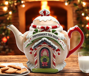Santa's Village Teapot 7 1/4"H