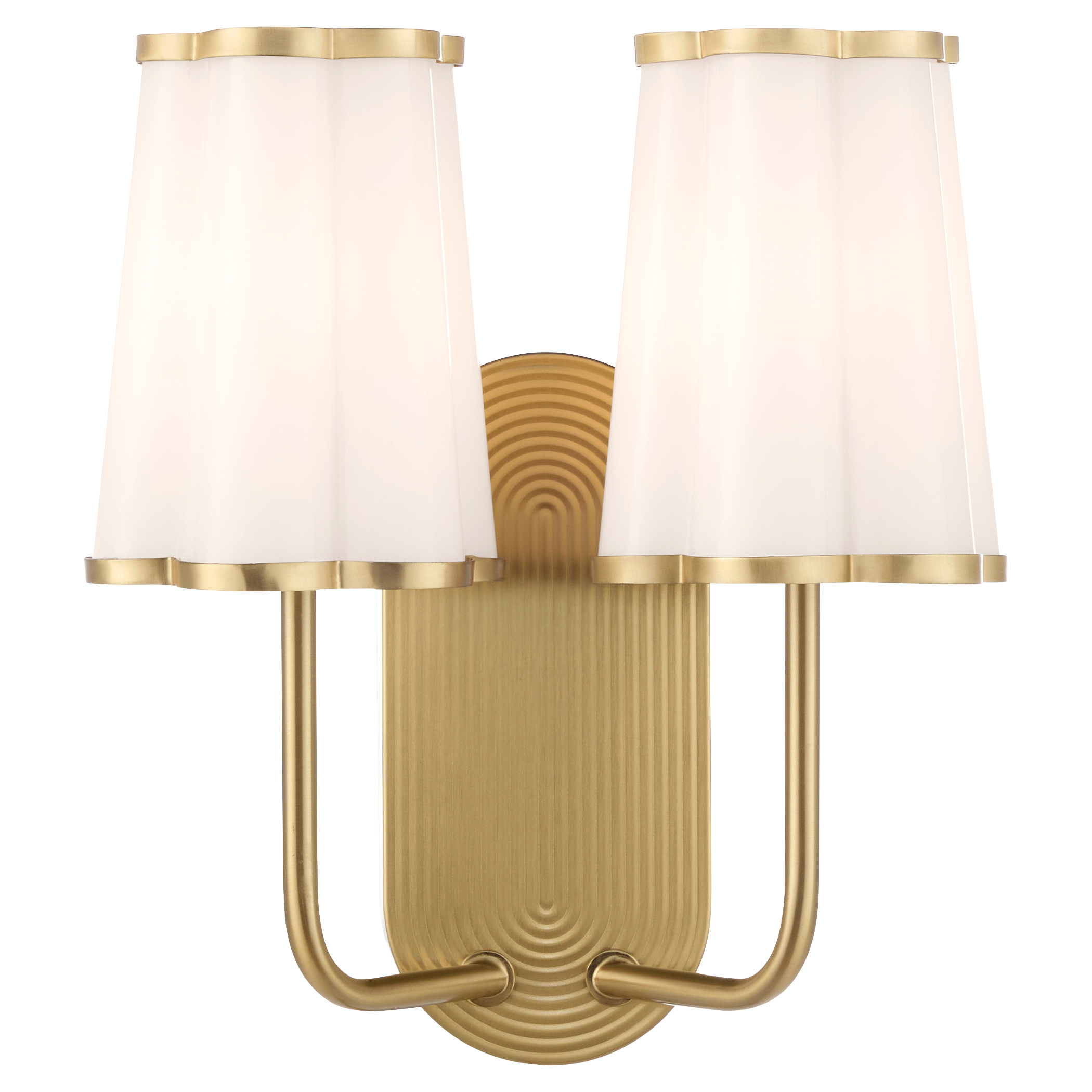 Belinder reflects Tamara Day’s “laid-back luxe” style with scalloped glass shades and a ribbed backplate. This 2-light wall mount adds modern luxury to any interior.