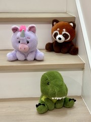 Cute whimsy plush toys in a variety of animals