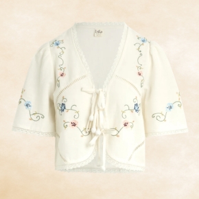 Meet the Marilla Top, featuring inset lace, crochet trim, and floral embroidery for a soft, feminine touch.
